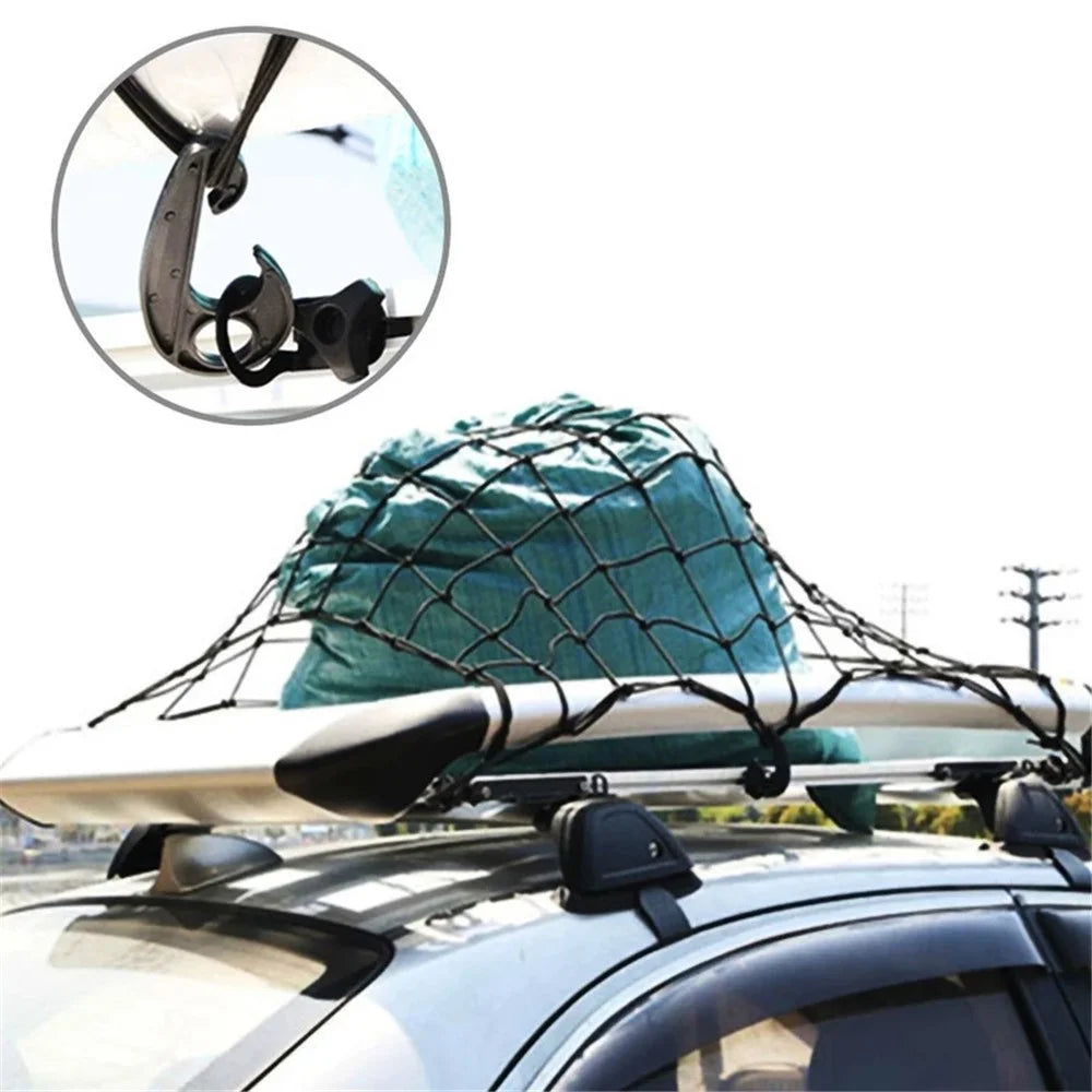 Rubber Cargo Net for Pickups Car Mesh Holes Cord Net Heavy Duty Truck Bed Roof Rack 120cmx90cm 88 Grids Cargo Organizer Net with Hooks - 6