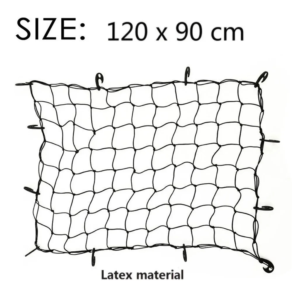 Rubber Cargo Net for Pickups Car Mesh Holes Cord Net Heavy Duty Truck Bed Roof Rack 120cmx90cm 88 Grids Cargo Organizer Net with Hooks - 7