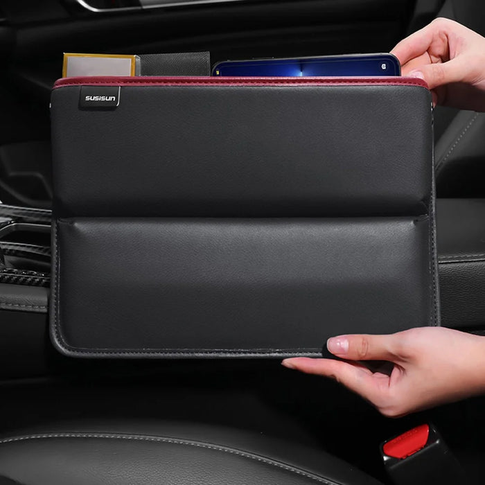 049 Car Seat Gap Organizer Front Car Seat Crevice Storage Box - Wine Red - 6