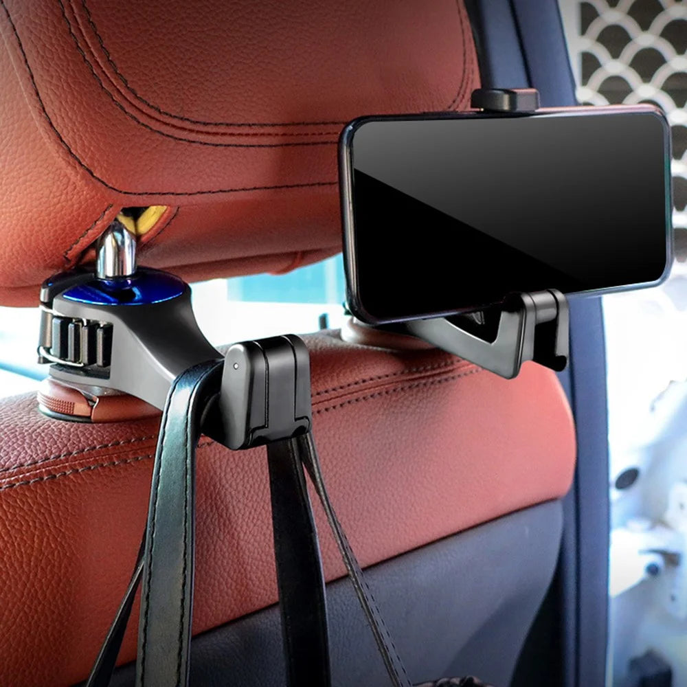 CS-G02 Multifunctional Back Seat Headrest Holder Hanger Holder Hook for Car Vehicle SUV - Silver - 4