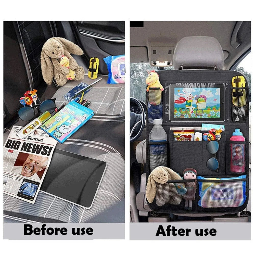 Multifunction Car Back Seat Organizer Bag Automotive Seat Back Organizer with Touch Screen Tablet Holder - 4