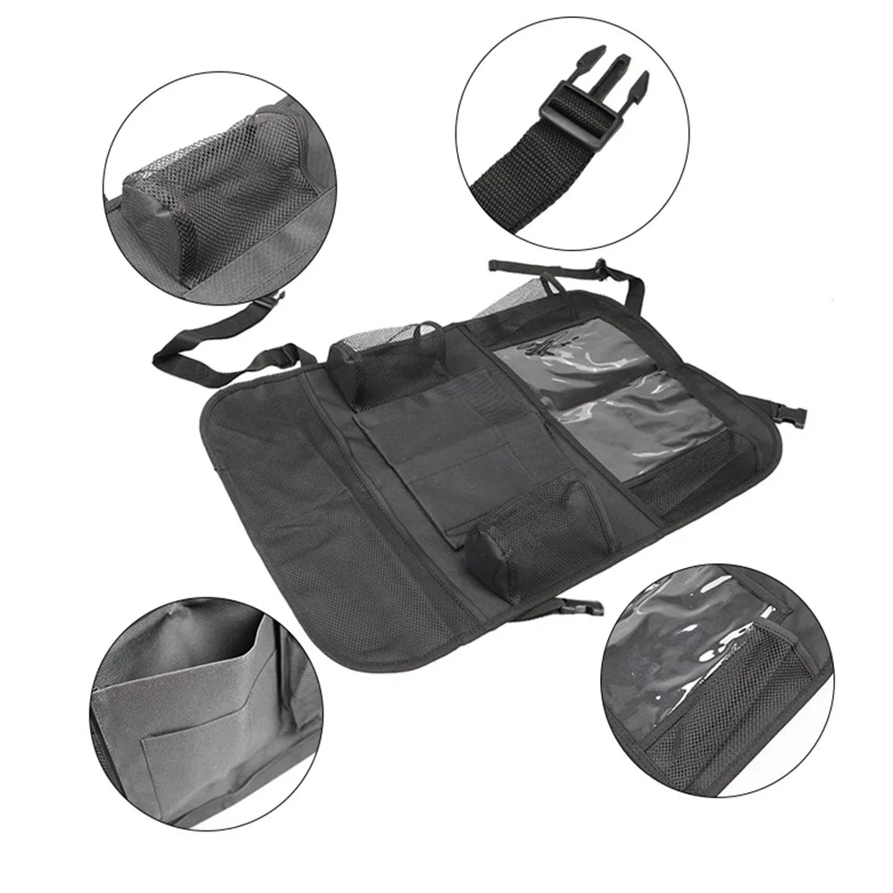 Multifunction Car Back Seat Organizer Bag Automotive Seat Back Organizer with Touch Screen Tablet Holder - 5