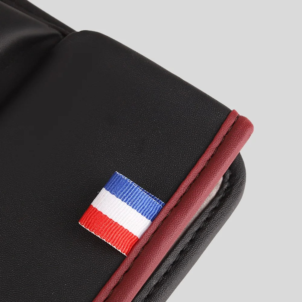 Car Seat Slit Gap Pocket Organizer PU Leather Multifunctional Driver Seat Gap Filler Storage Box - Black / Red - 6