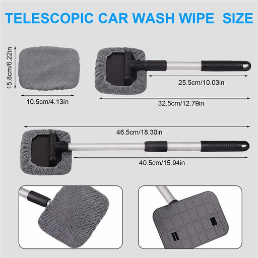 DM-095 32.5-46.5cm Window Cleaner with Handle and Microfiber Cloth Cleaning Tool Car Windshield Cleaning Device - 2