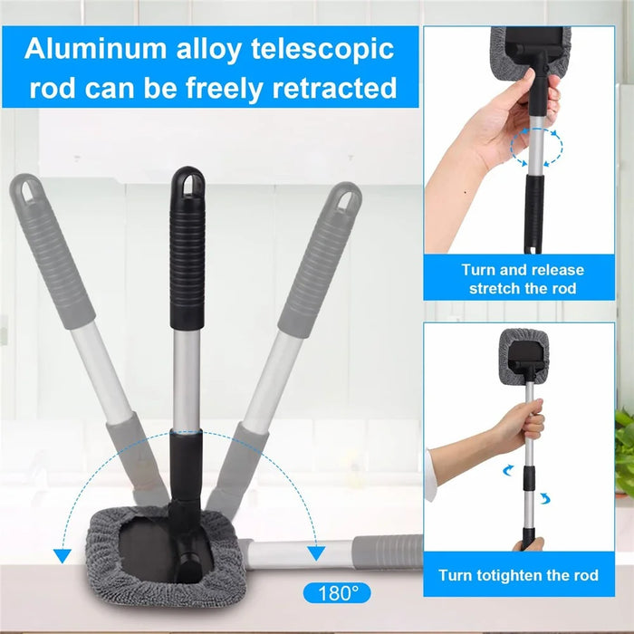 DM-095 32.5-46.5cm Window Cleaner with Handle and Microfiber Cloth Cleaning Tool Car Windshield Cleaning Device - 4