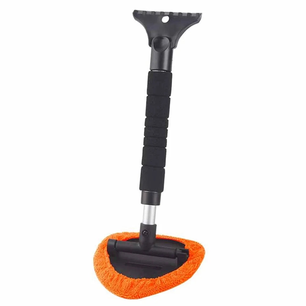 DM-132 2-in-1 Window Windshield Cleaning Tool Car Window Snow Scraper with 38-52cm Extendable Handle and Microfiber Cloth Window Cleaning Brush - 1