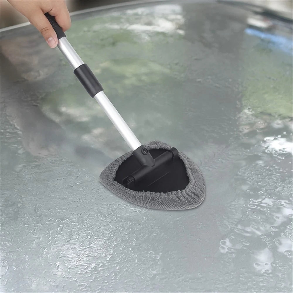 DM-130 Window Windshield Cleaning Tool with 34-49cm Extendable Handle and Microfiber Cloth Car Window Cleaner Triangle Cleaning Wipe - 4