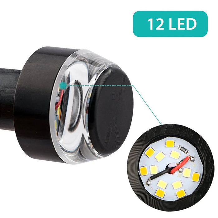 K06 1 Pair Motorcycle Handlebar End Lights Motorcycle Turn Signal Light Grip Bar Plugs - White+Red - 2