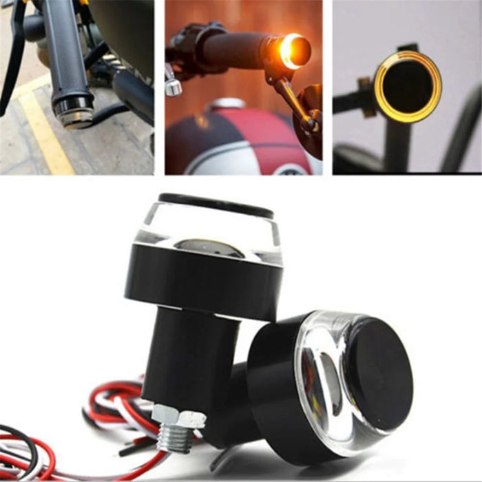 K06 1 Pair Motorcycle Handlebar End Lights Motorcycle Turn Signal Light Grip Bar Plugs - White+Red - 4