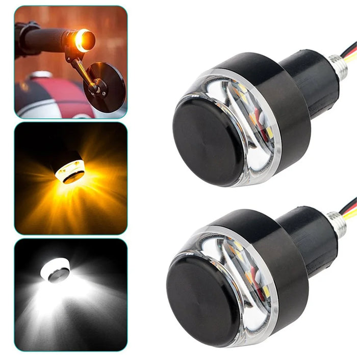 K06 1 Pair Motorcycle Handlebar End Lights Motorcycle Turn Signal Light Grip Bar Plugs - White+Red - 5
