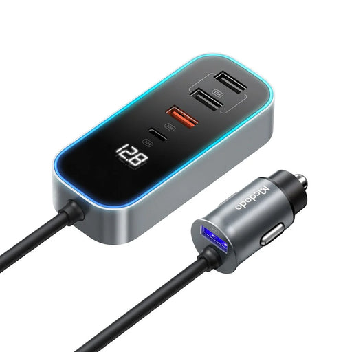 MCDODO CC-1900 107W Digital Display USB-A*4+Type-C*1 5-Port Car Charger with 1.5m Cable, Dark Grey - 1