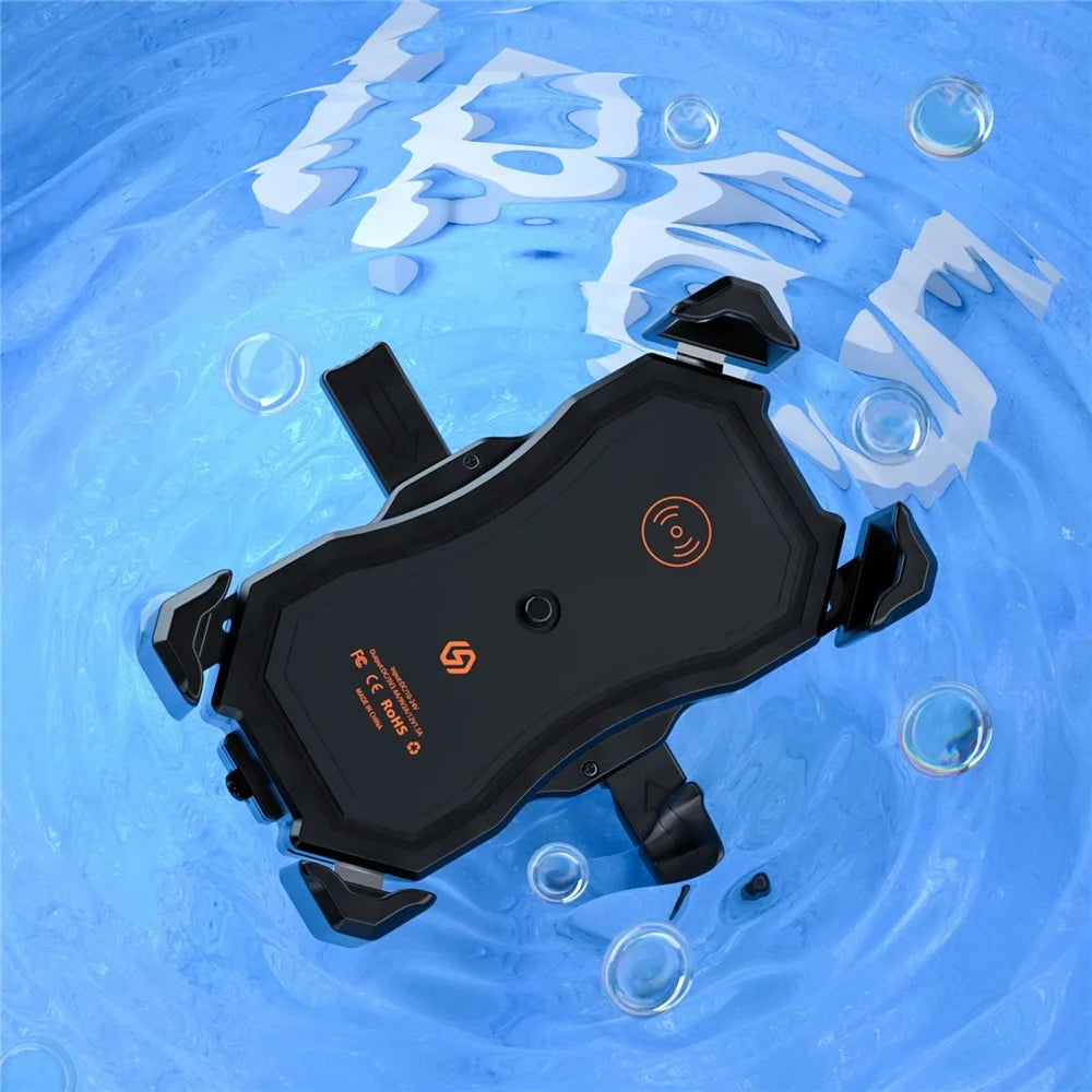 ZH-1288C1 Rotation Motorcycle Qi Wireless+USB Fast Charging Phone Mount Charger Handlebar Cellphone Holder - 4