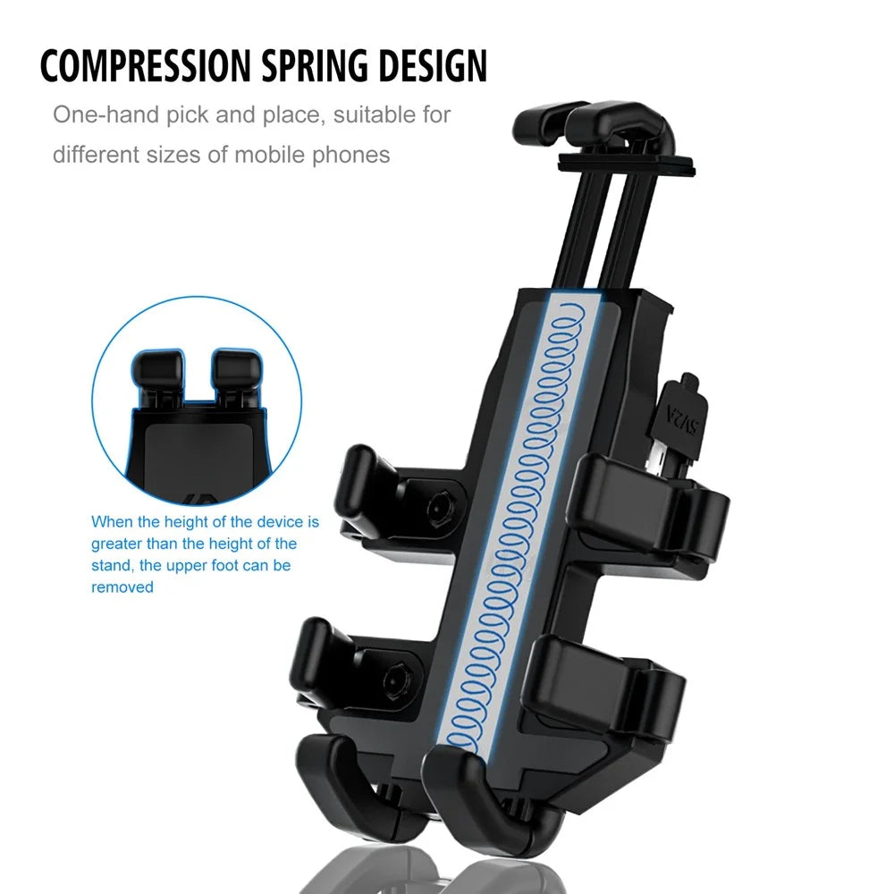 CS-1098A1 360 Degree Rotation Phone Holder Motorcycle Rearview Mirror / Handlebar Mount Bracket with USB Charging Port - 3