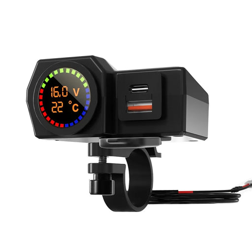 WUPP CS-1747A2 Motorcycle Modify USB+Type-C Phone Charger Voltage Temperature Digital Display PD Fast Charge Adapter - 1
