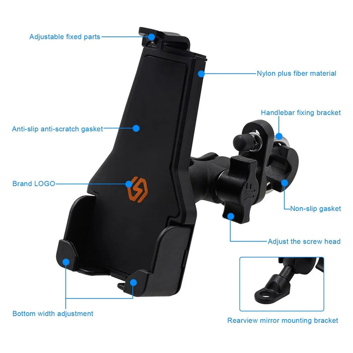 CS-1287A1 Motorcycle Rearview Mirror / Handlebar Mount Mobile Phone Holder Electric Vehicle GPS Bracket - 5