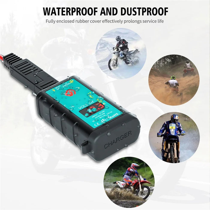 ZH-1422A3 Dual USB Port 5V 3.4A Power Adapter Socket Motorcycle Handlebar Voltmeter Display Fast Charger with 1.4m SAE+OT Terminal Cable - 4
