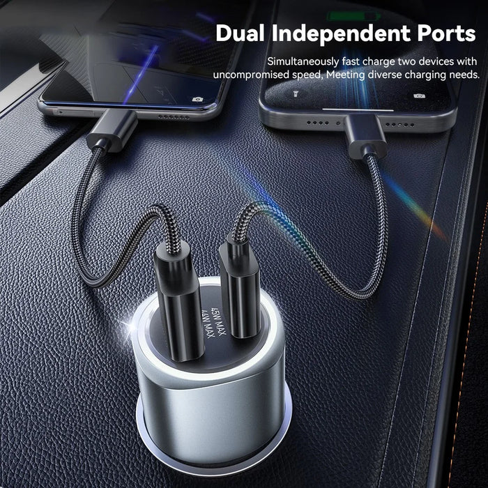 ESSAGER 89W Super Flash Charge USB+Type-C Car Charger Aluminum Alloy Adapter - Black - 3