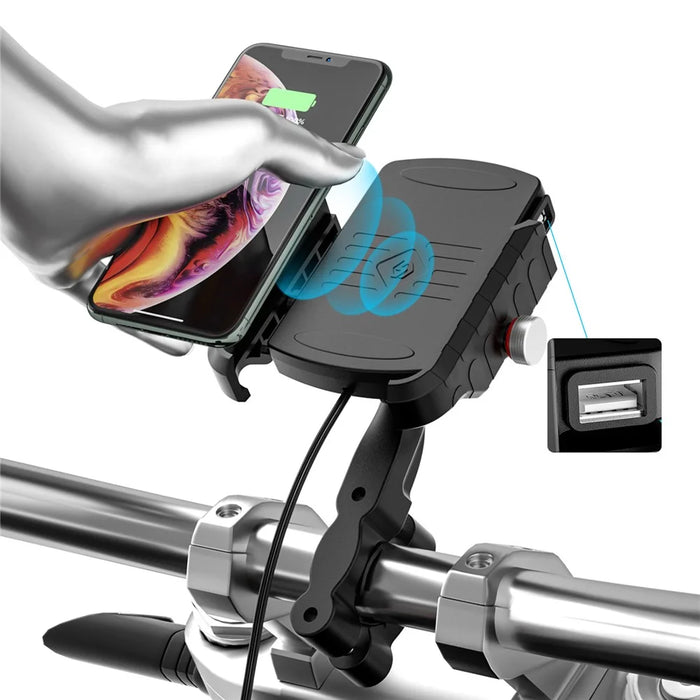 WUPP CSZH-19414A1 M9 Phone Wireless Charger with USB Port Handlebar Mount Charging Stand - 2