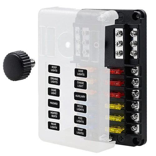 WUPP CS-339C1 12 Way Blade Fuse Block with Negative Bus LED Indicator for Car Boat Van SUV - 1
