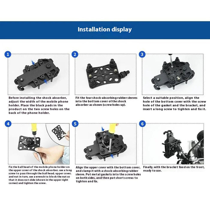 WUPP CS-1637A1 Motorcycle Bicycle Phone Holder Shock Absorber Vibration Dampening Buffer - 6