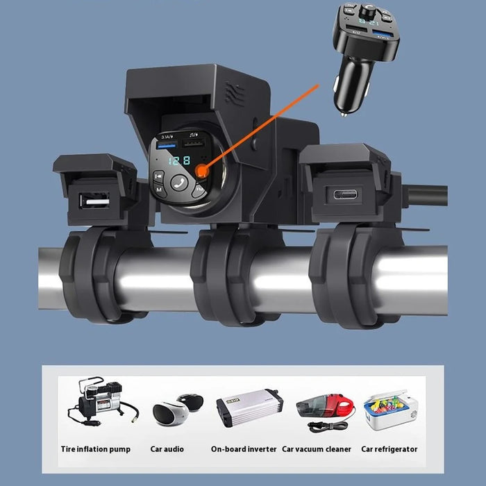 WUPP ZH-1849A1 Motorcycle Handlebar Charger QC3.0 USB-A+Type-C+Cigarette Lighter (With Cigarette Lighter Plug) - 6