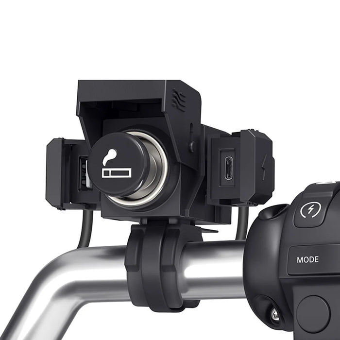 WUPP CS-1849C1 Motorcycle Charger QC3.0 USB-A+Type-C+Cigarette Lighter Handlebar Charger - 1