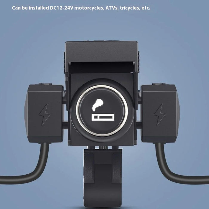 WUPP CS-1849C1 Motorcycle Charger QC3.0 USB-A+Type-C+Cigarette Lighter Handlebar Charger - 4