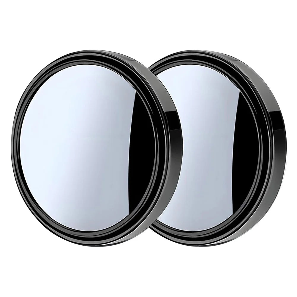 2Pcs Adhesive 360 Degree Blind Spot Car Reversing Aid Rearview Mirror Small Round Mirror - Black - 1