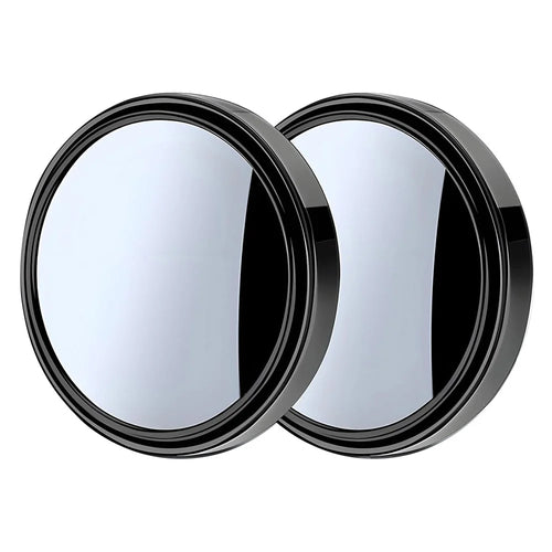2Pcs Adhesive 360 Degree Blind Spot Car Reversing Aid Rearview Mirror Small Round Mirror - Black - 1