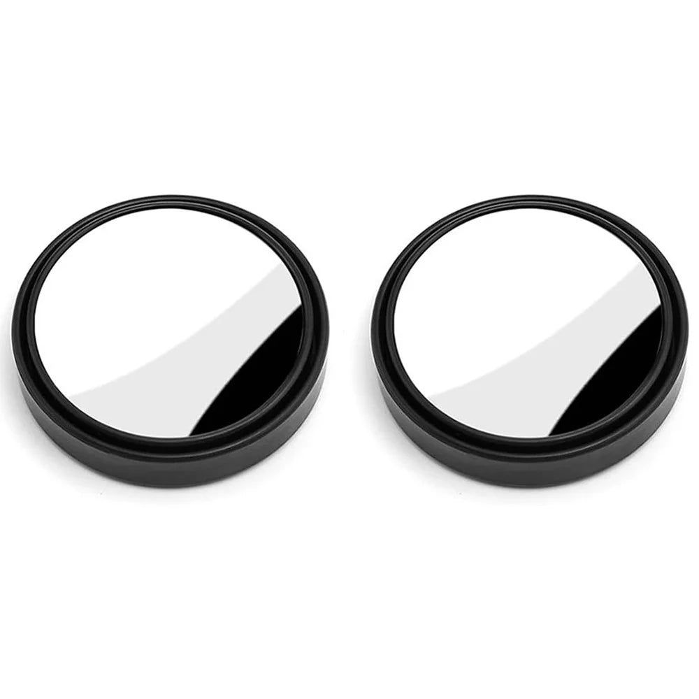 2Pcs Adhesive 360 Degree Blind Spot Car Reversing Aid Rearview Mirror Small Round Mirror - Black - 2