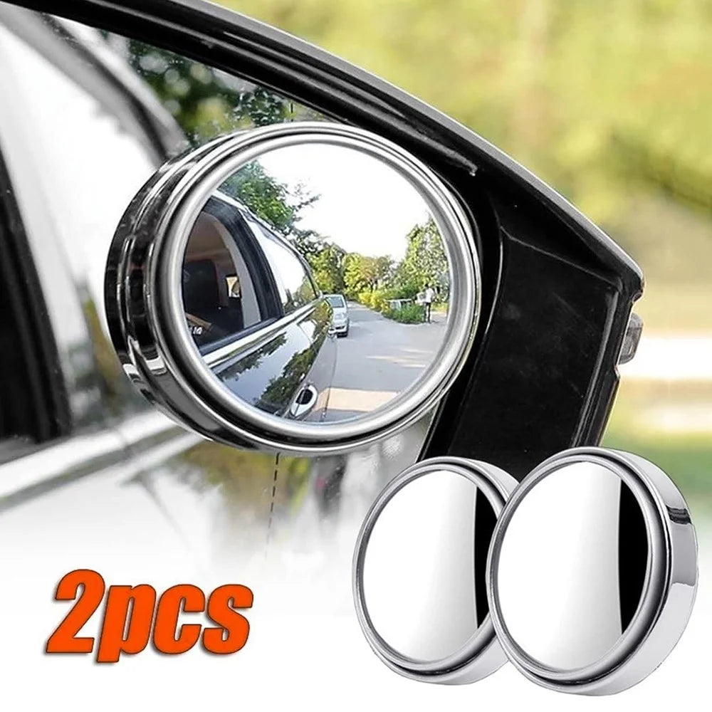 2Pcs Adhesive 360 Degree Blind Spot Car Reversing Aid Rearview Mirror Small Round Mirror - Black - 3