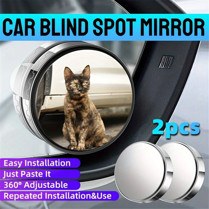 2Pcs Suction Cup 360 Degree Blind Spot Car Reversing Aid Rearview Mirror Small Round Mirror - Silver - 2