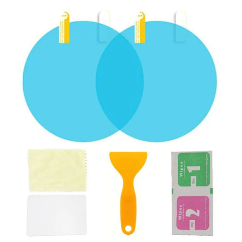 2Pcs Round 100x100mm Car Rear View Mirror Film PET Anti-Fog Rainproof Mirror Film with Tools - 1