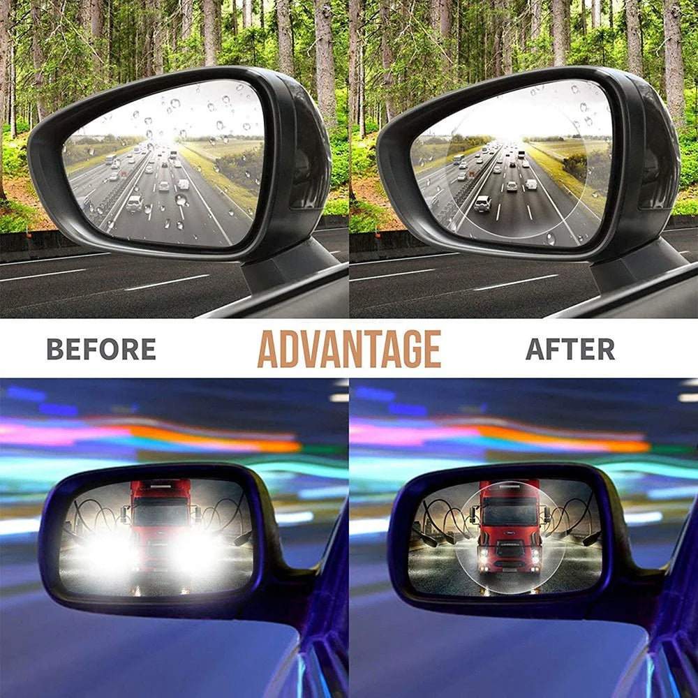 2Pcs Round 100x100mm Car Rear View Mirror Film PET Anti-Fog Rainproof Mirror Film with Tools - 4