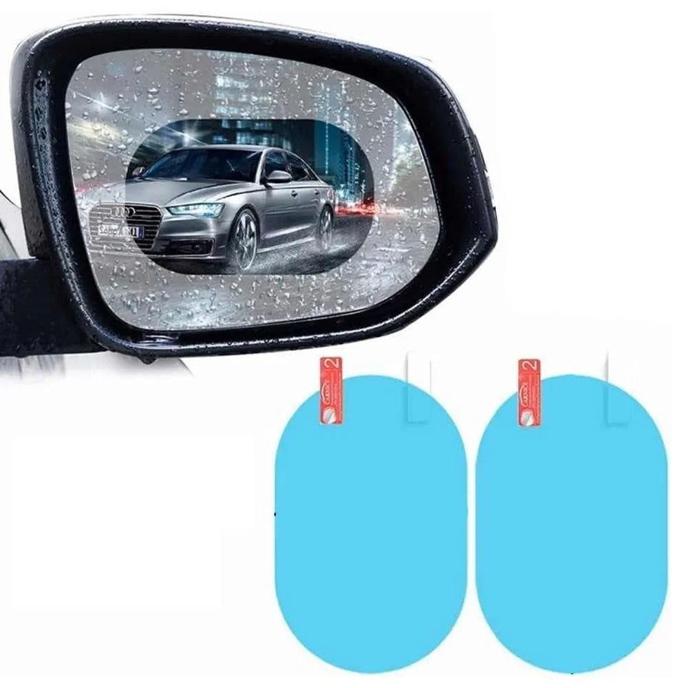 2Pcs Oval 100x150mm Car Rear View Mirror Film PET Anti-Fog Rainproof Mirror Film with Tools - 2