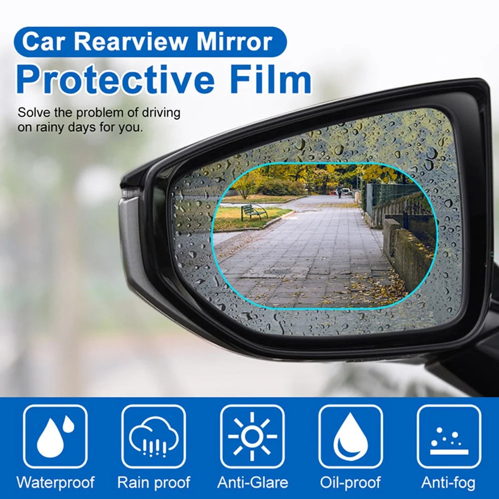 2Pcs Oval 100x150mm Car Rear View Mirror Film PET Anti-Fog Rainproof Mirror Film with Tools - 3