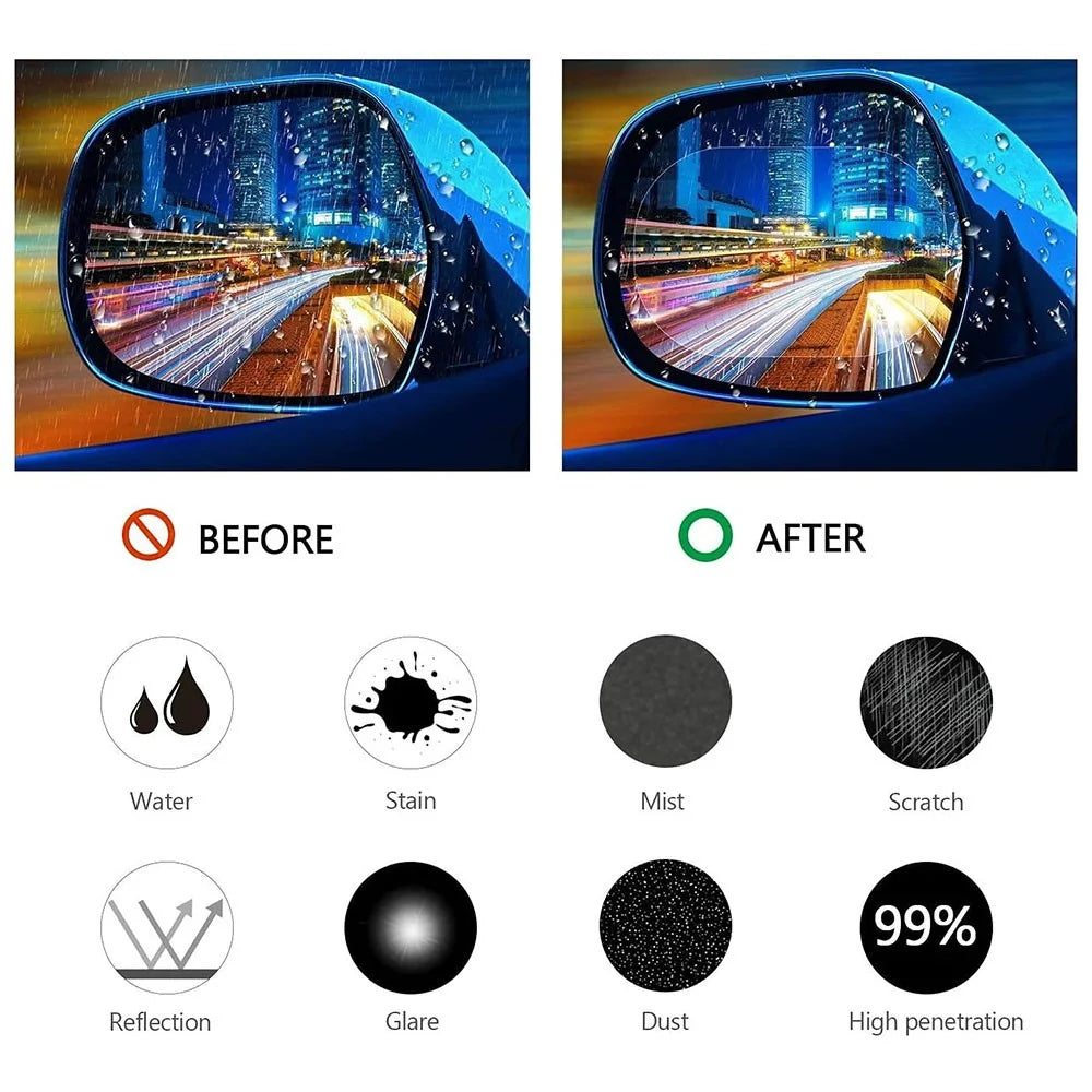 2Pcs Oval 100x150mm Car Rear View Mirror Film PET Anti-Fog Rainproof Mirror Film with Tools - 4