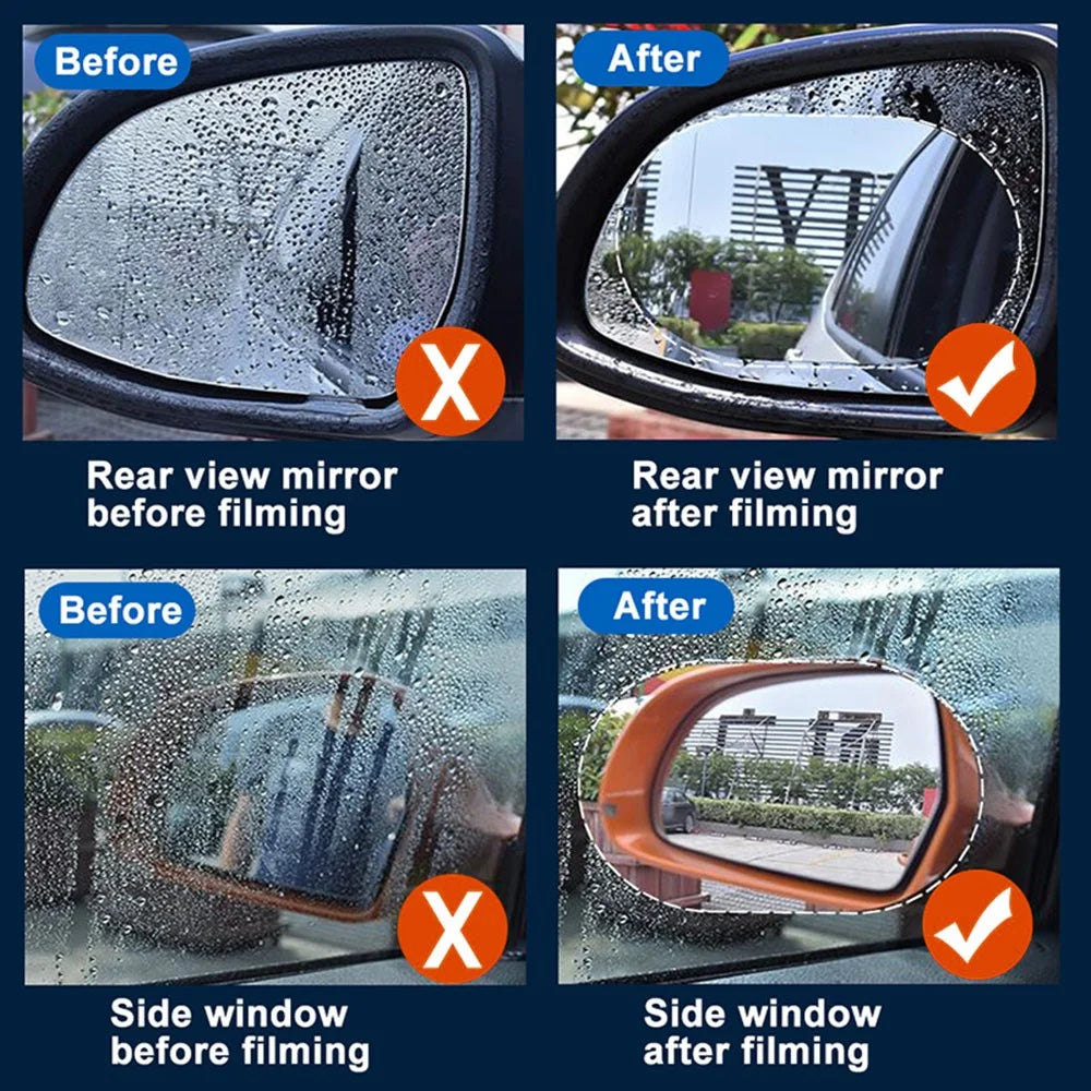 2Pcs Oval 100x150mm Car Rear View Mirror Film PET Anti-Fog Rainproof Mirror Film with Tools - 6