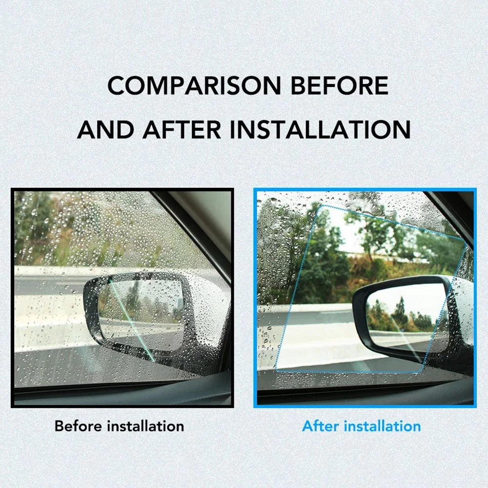 2Pcs Square 200x240mm Car Rear View Mirror Film PET Anti-Fog Rainproof Mirror Film with Tools - 5