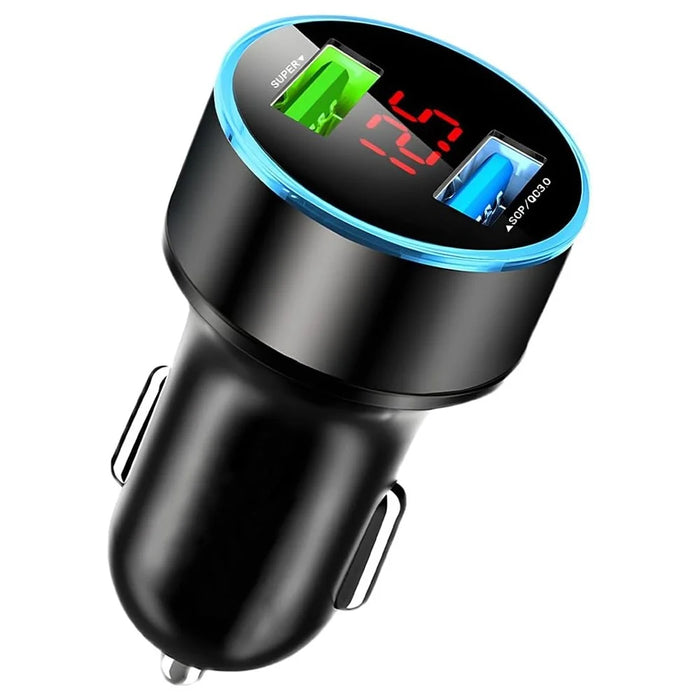 66W Dual USB Phone Fast Charging Adapter Voltage Digital Display Car Charger - 1