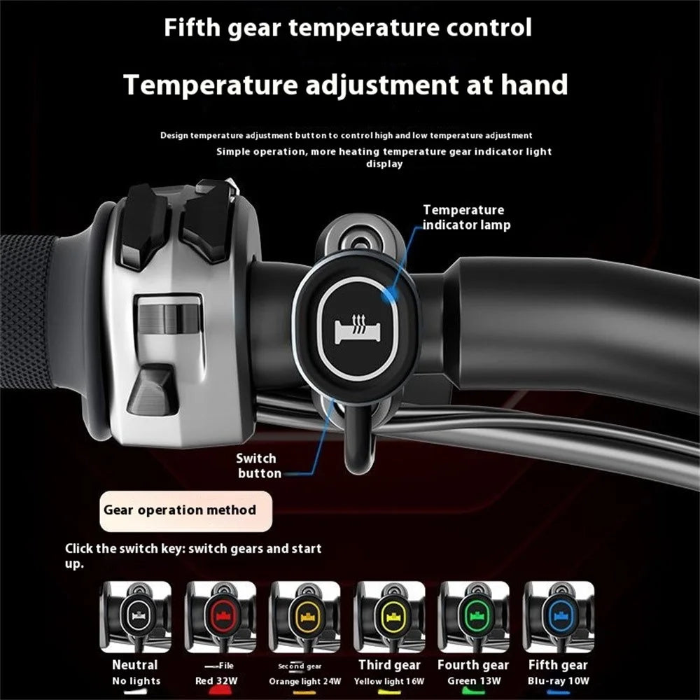 WUPP CS-1956D1 Motorcycle Heated Grips with 5+1 Temperature Adjustable / 1.5m ACC Cable - 5