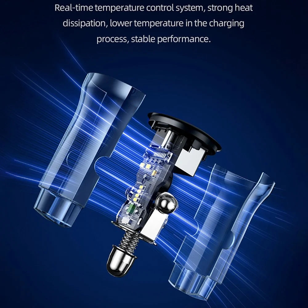 USAMS US-CC164 C32 PD 30W Fast Charger Transparent USB-A + Type-C Mini Car Charger with Blue Backlight - Black - 6