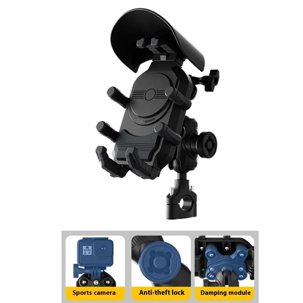 WUPP CS-2056B2 Motorcycle Handlebar Phone Holder Anti-Shock Phone Mount Stand - 2