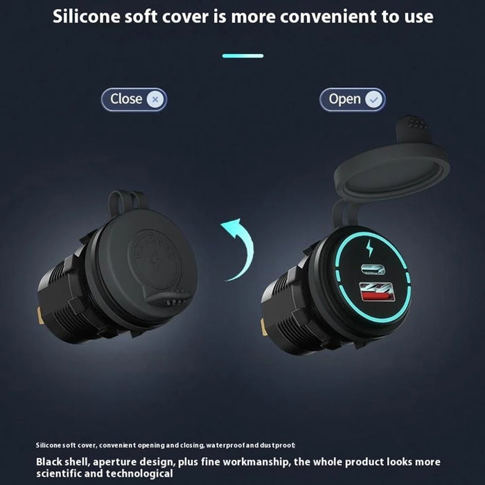 WUPP ZH-1786B2 QC3.0 Charger USB+Type-C Socket with Silicone Cap and 60cm Cable - 4