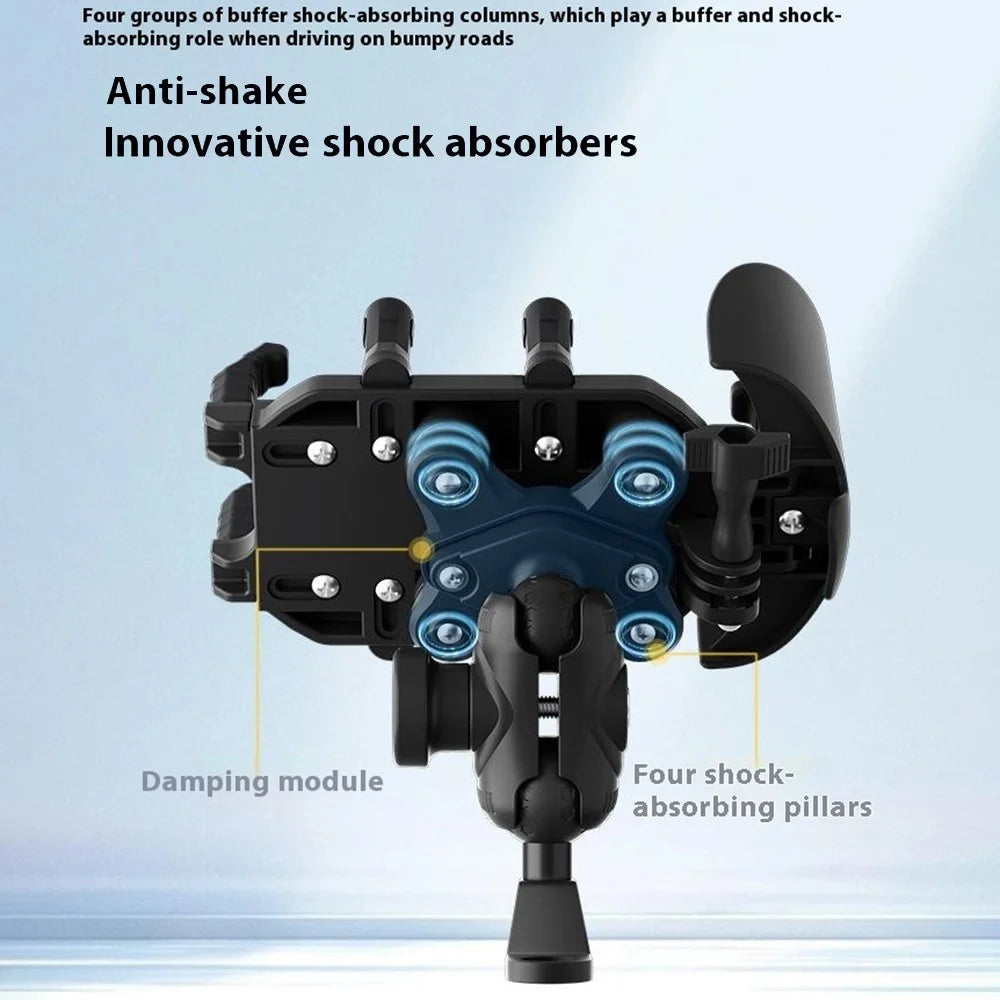 WUPP CS-2056B1 Motorcycle Phone Holder Rearview Mirror Mount Anti-Shock Phone Bracket - 7