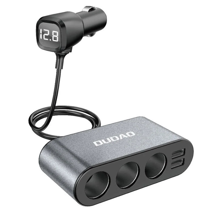 DUDAO R1Pro 80W Car Charger 2 USB Ports + 3 Cigarette Lighter Sockets Adapter - 1