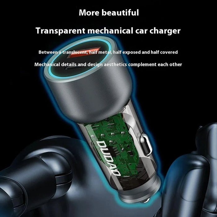 DUDAO R4T 49W Transparent Car Charger QC3.0 USB+Type-C PD Fast Charging Power Adapter - 4