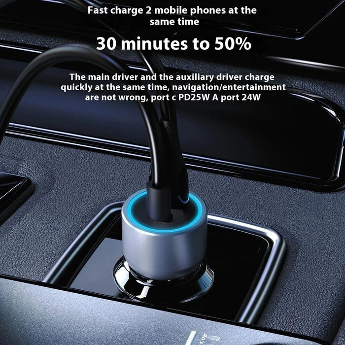 DUDAO R4T 49W Transparent Car Charger QC3.0 USB+Type-C PD Fast Charging Power Adapter - 7