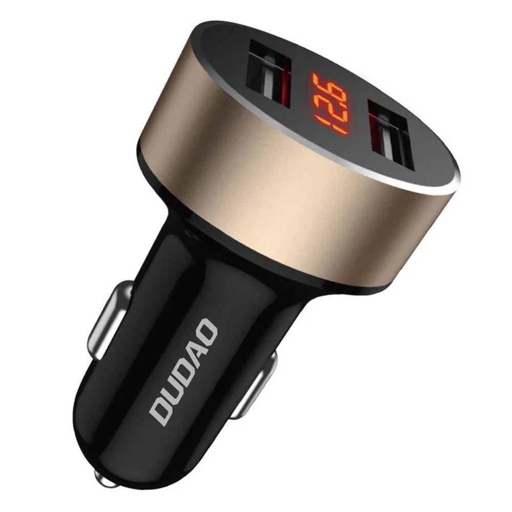 DUDAO R1s Dual USB 3.4A Phone Fast Charging Adapter Voltage Digital Display Car Charger - 1
