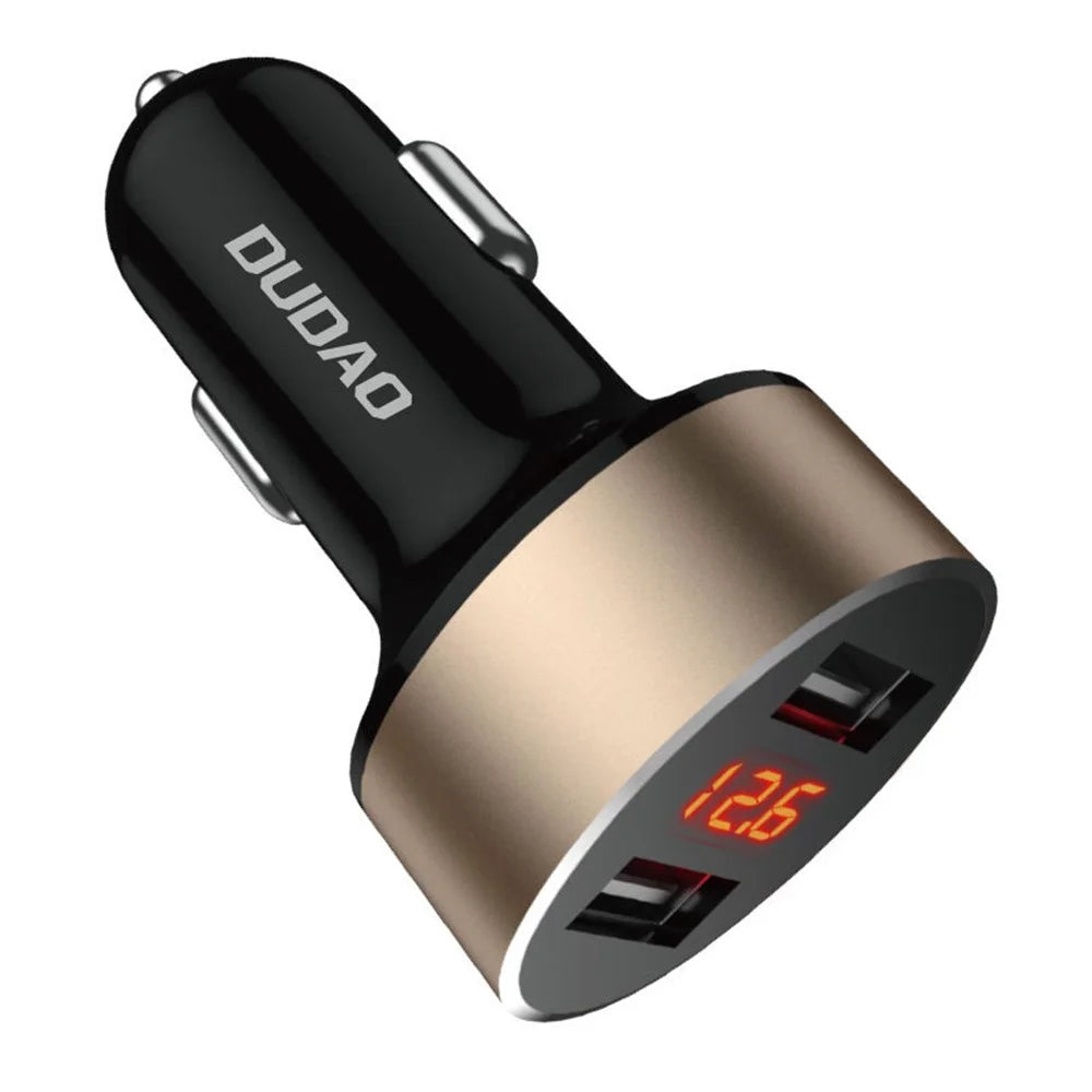 DUDAO R1s Dual USB 3.4A Phone Fast Charging Adapter Voltage Digital Display Car Charger - 2